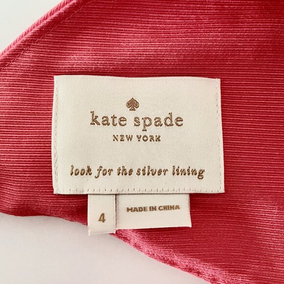 NWOT KATE SPADE Pink Silk/Cotton Dress with Cutout Back and Bows - Size 4 - Picture 5 of 7